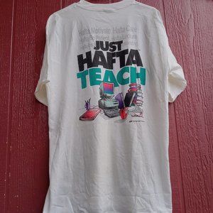 Vintage 90s Hafta Teach Mac Teacher Educator Tech Promo Coed Sportswear T-shirt